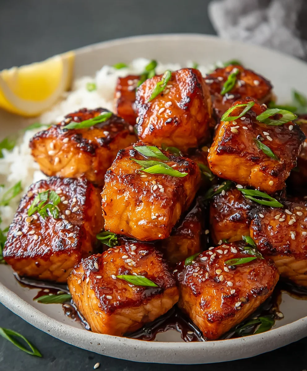 Quick Honey Garlic Salmon Bites-Easy Weeknight Meal