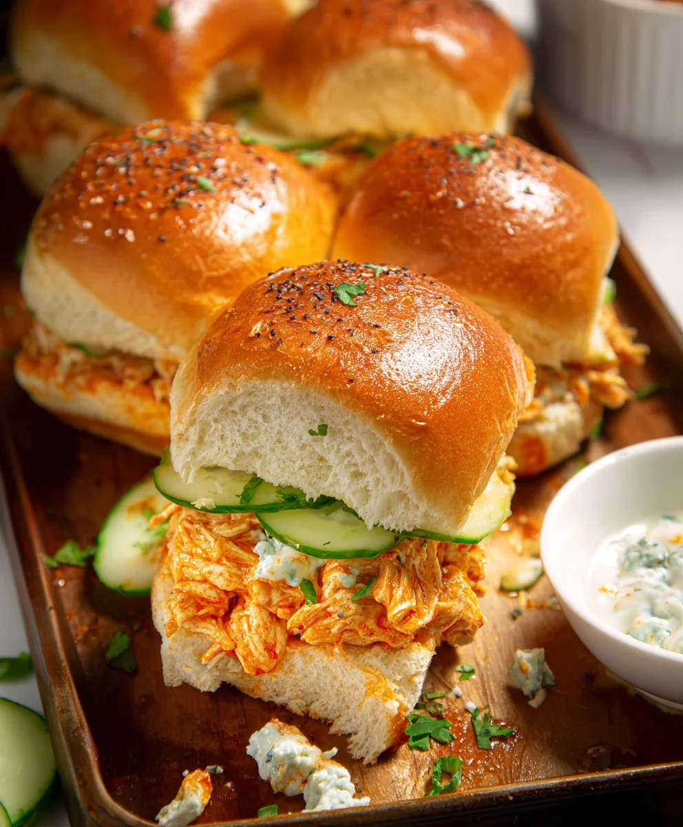 Spicy Buffalo Chicken Sliders-Easy Game Day Bites