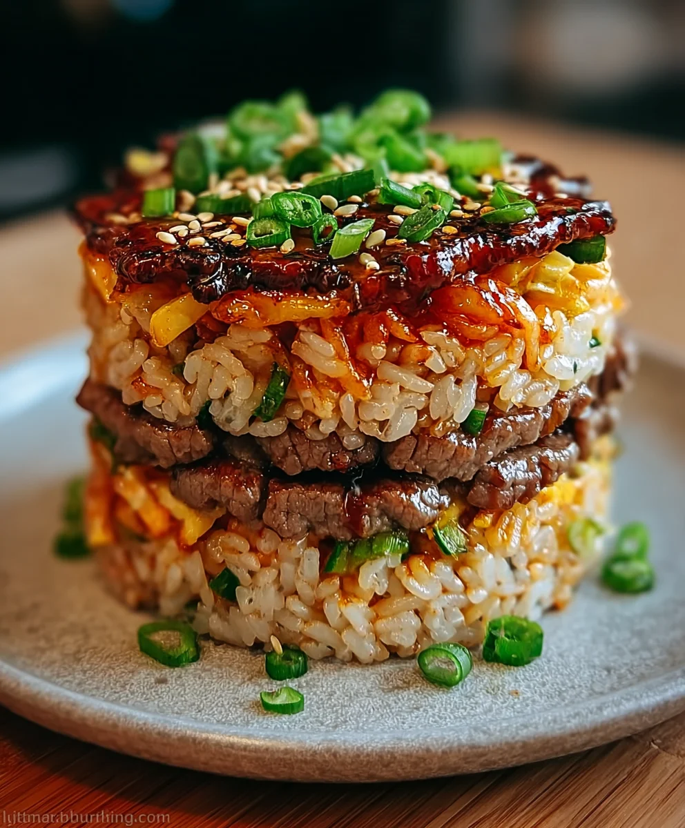Savory Beef Korean BBQ Rice Stack Recipe
