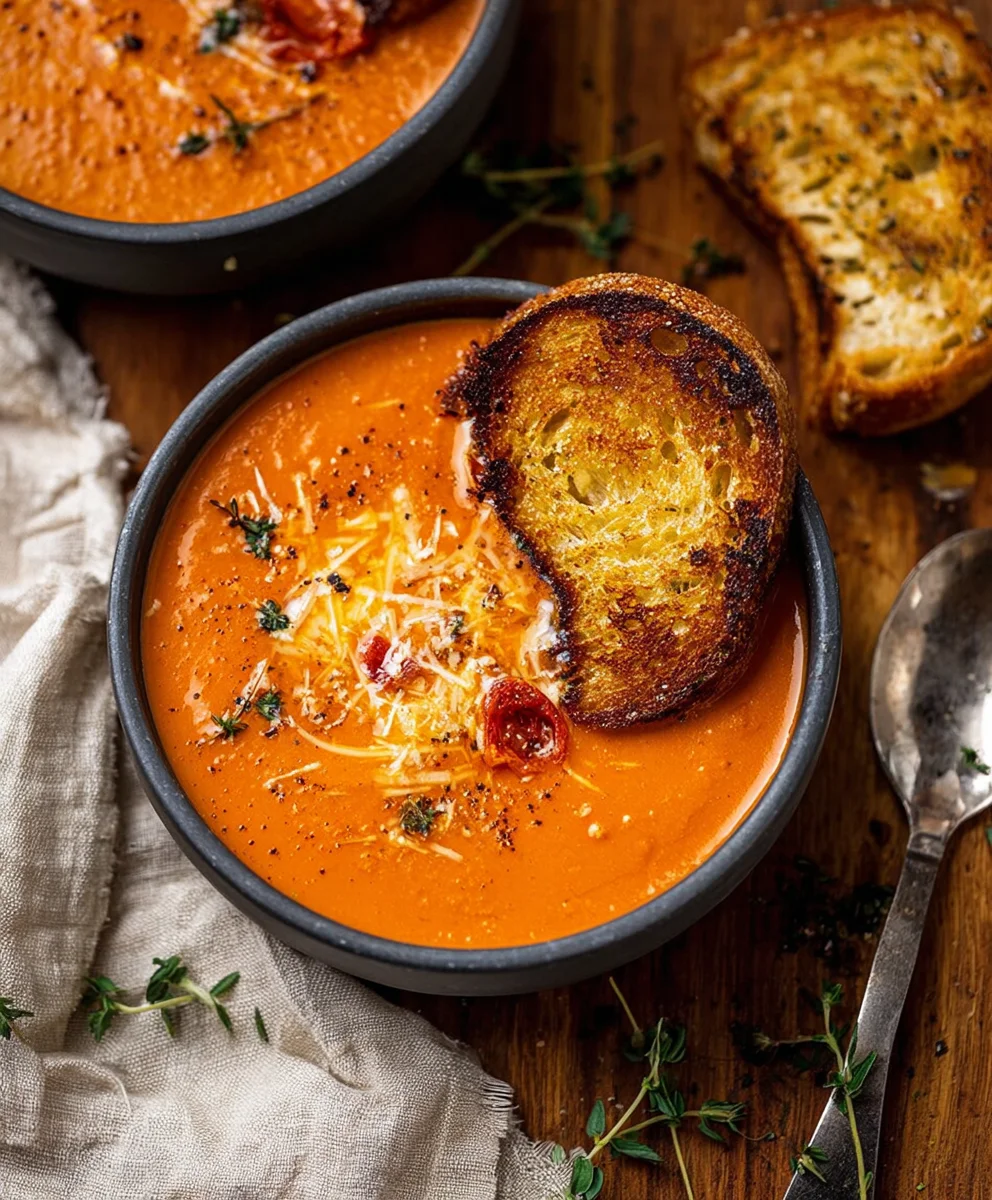 Creamy Roasted Garlic Tomato Soup - Easy & Delicious