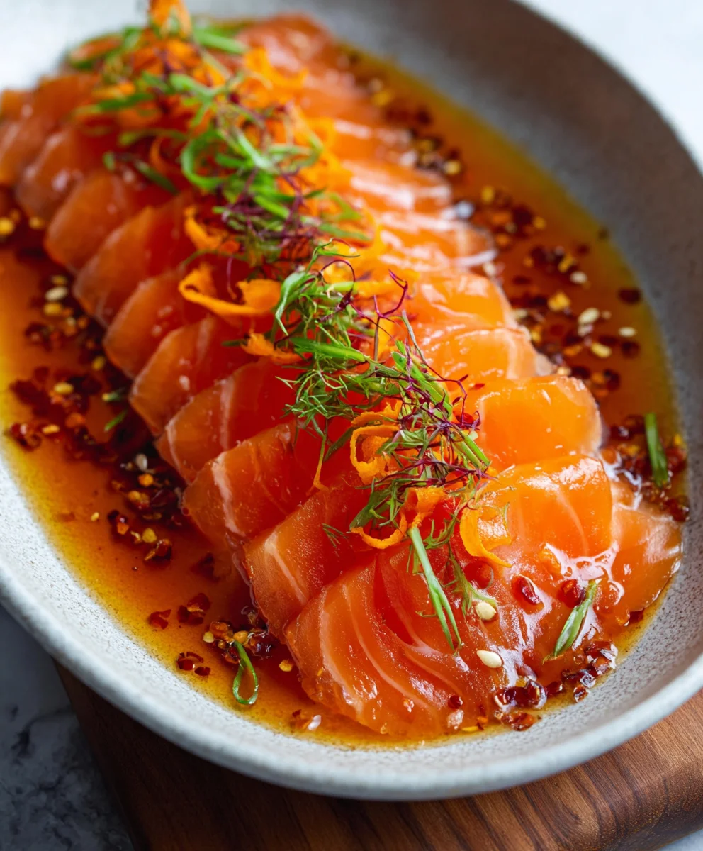 Spicy Salmon Crudo with Zesty Carrots