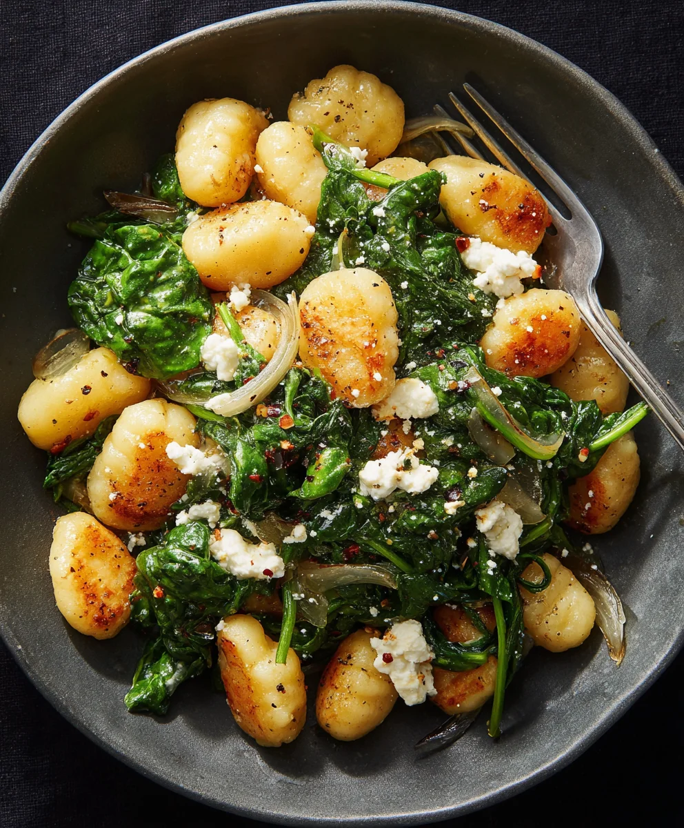 Crispy Gnocchi Spinach Feta Recipe