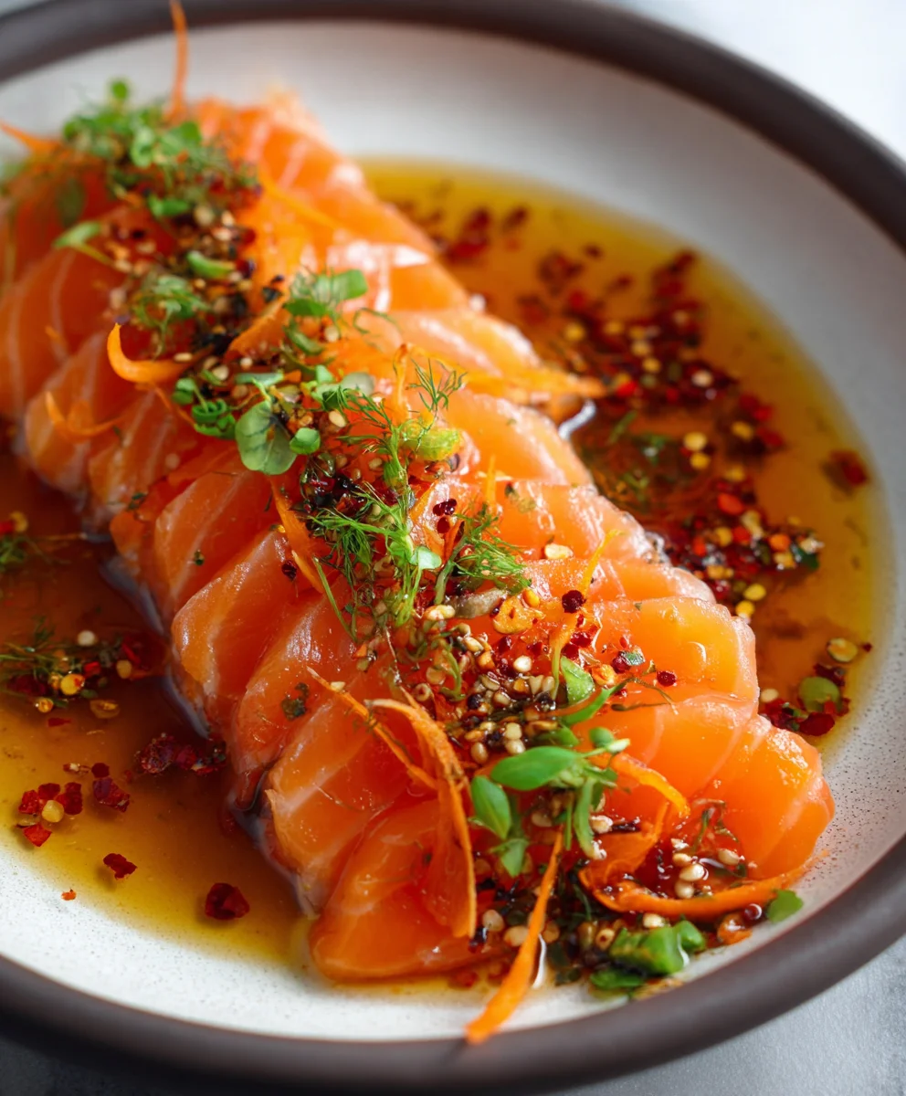 Spicy Salmon Crudo with Zesty Carrots