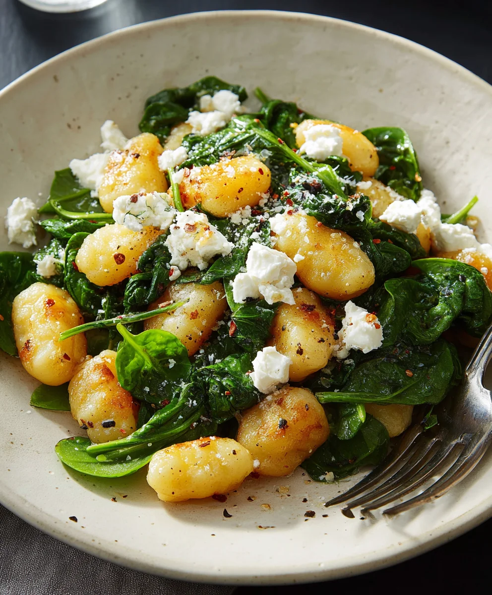 Crispy Gnocchi Spinach Feta Recipe