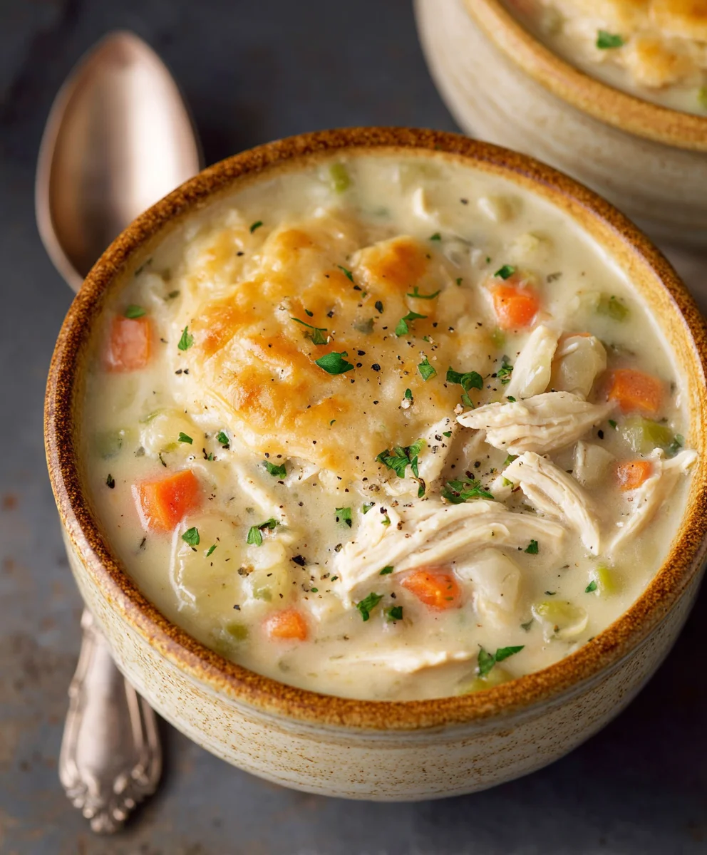 Creamy Chicken Pot Pie Soup-Comfort Food Favorite