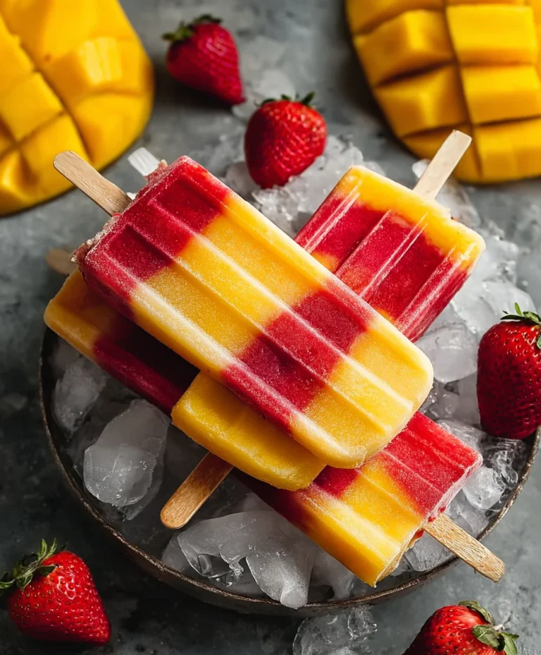 Fresh Strawberry Mango Popsicles-Sweet Summer Treat