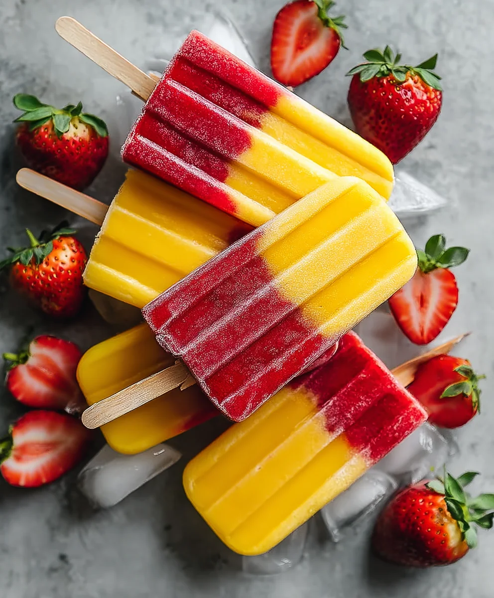 Fresh Strawberry Mango Popsicles-Sweet Summer Treat