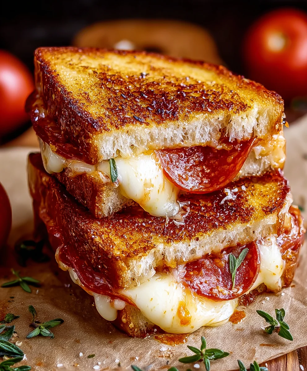 Beef Beef Pepperoni Pizza Grilled Cheese-Ultimate Comfort Food