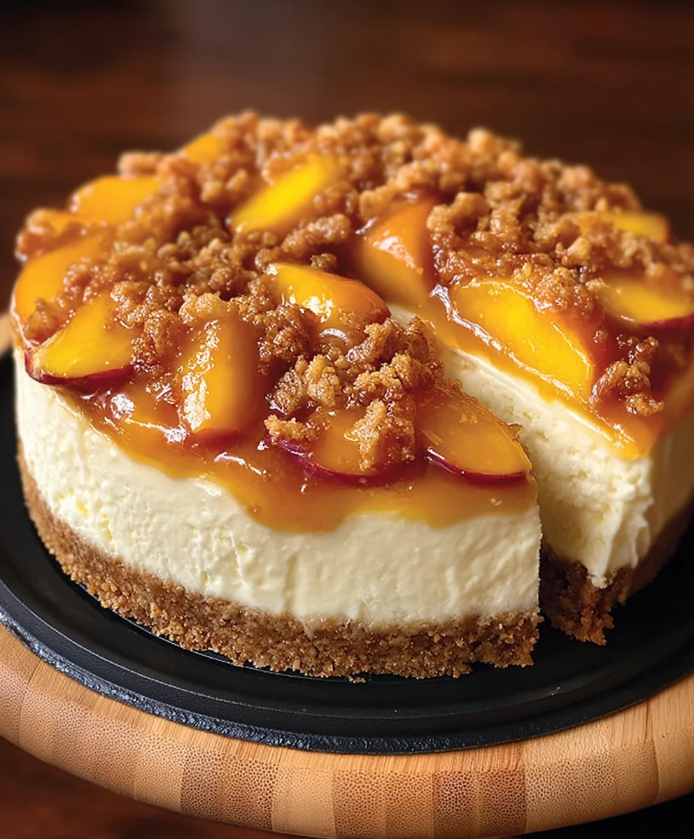 Peach Cobbler Cheesecake - Easy Dessert Recipe