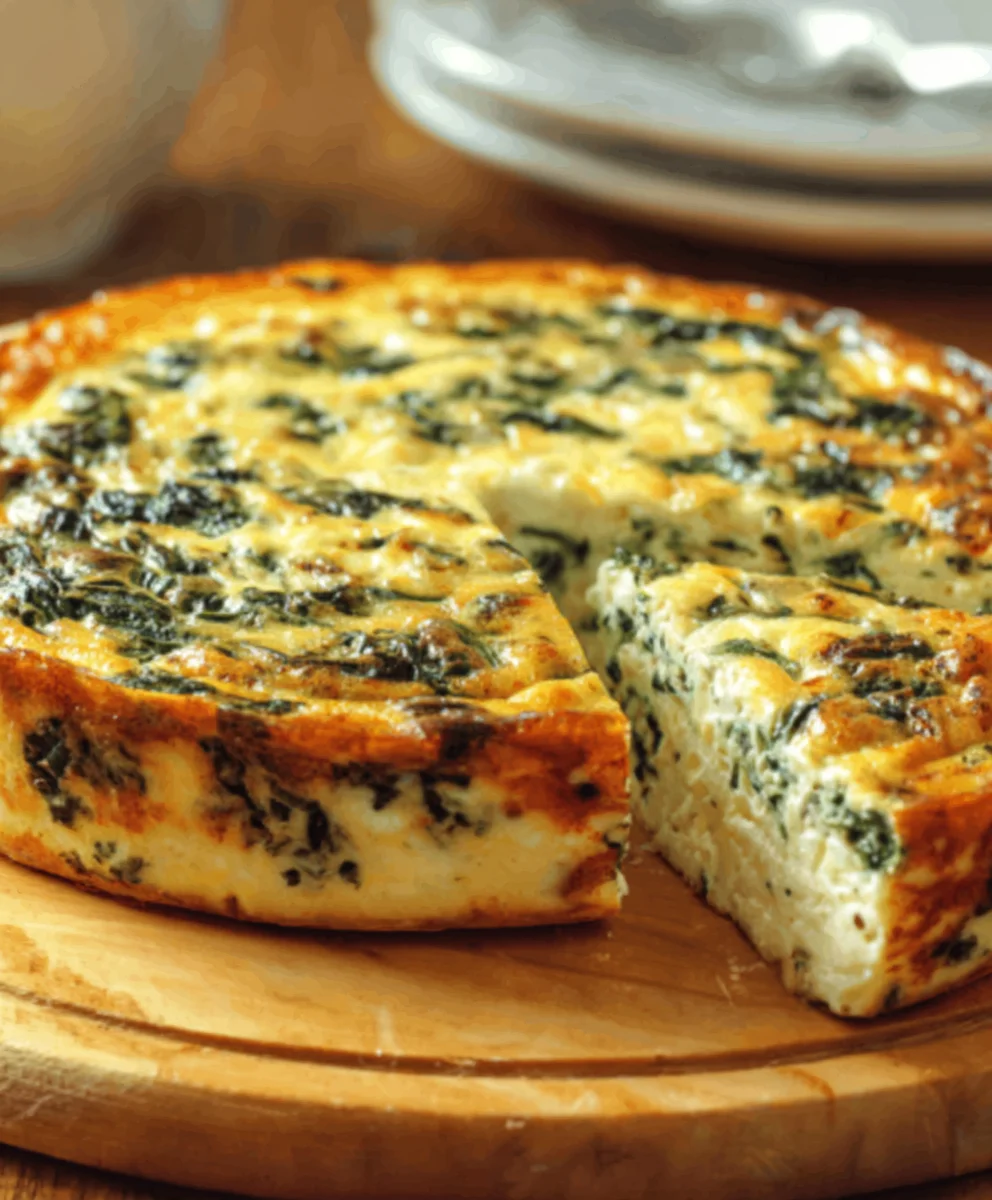 Spinach Cottage Cheese Crustless Quiche Easy Recipe