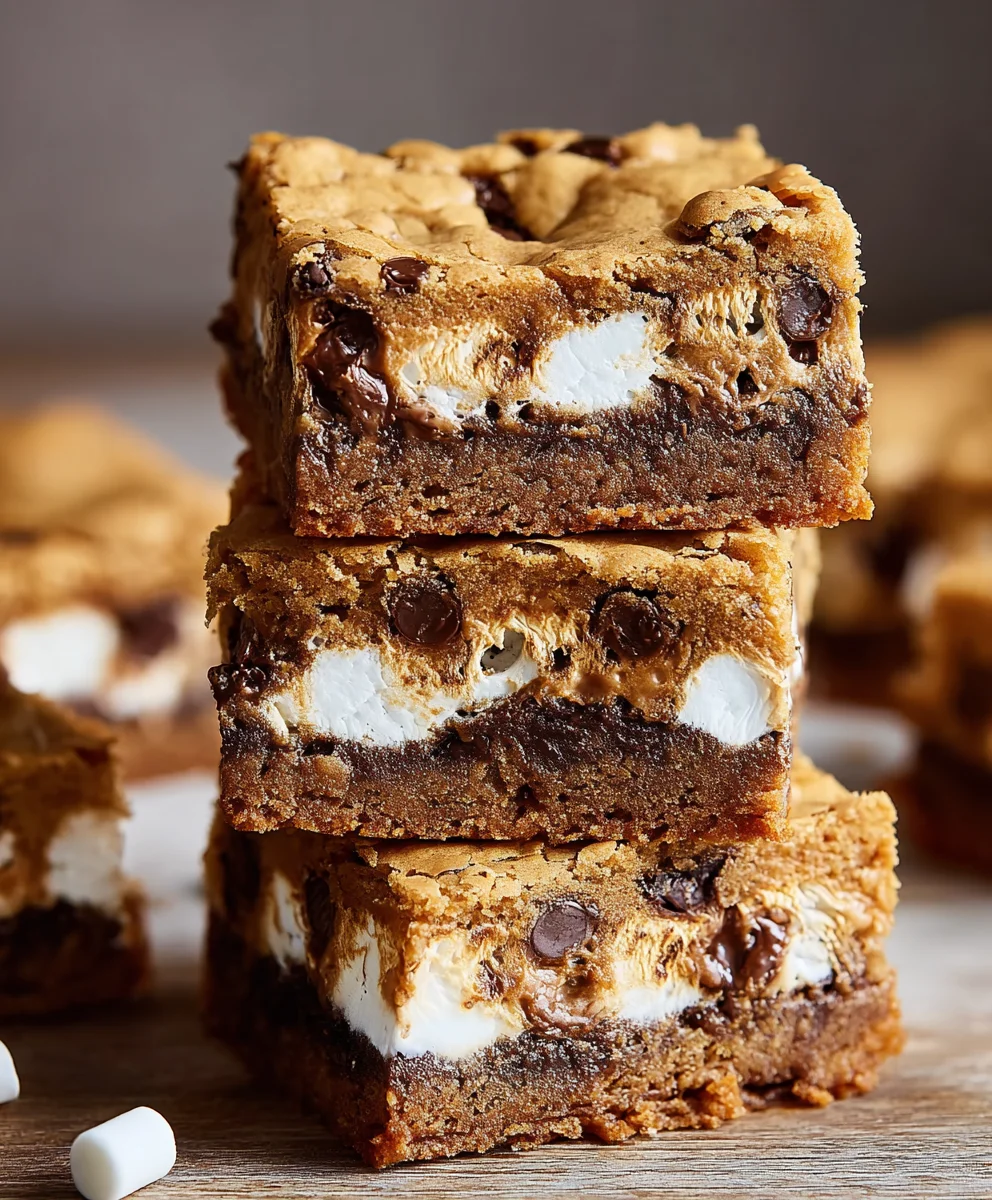Peanut Butter S'mores Blondies - Gooey Dessert Recipe