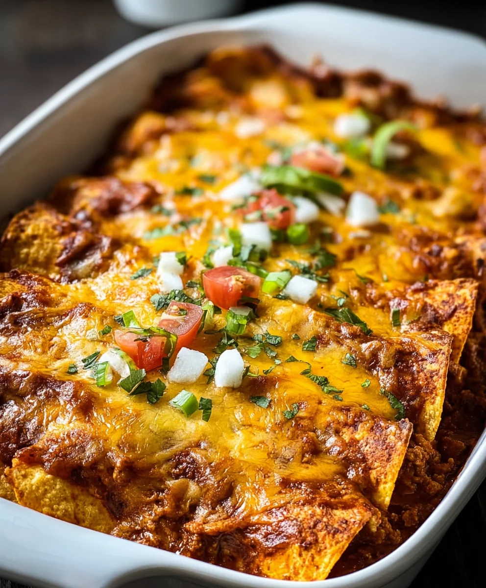 Easy Beef Tortilla Chip Enchiladas-Quick Dinner