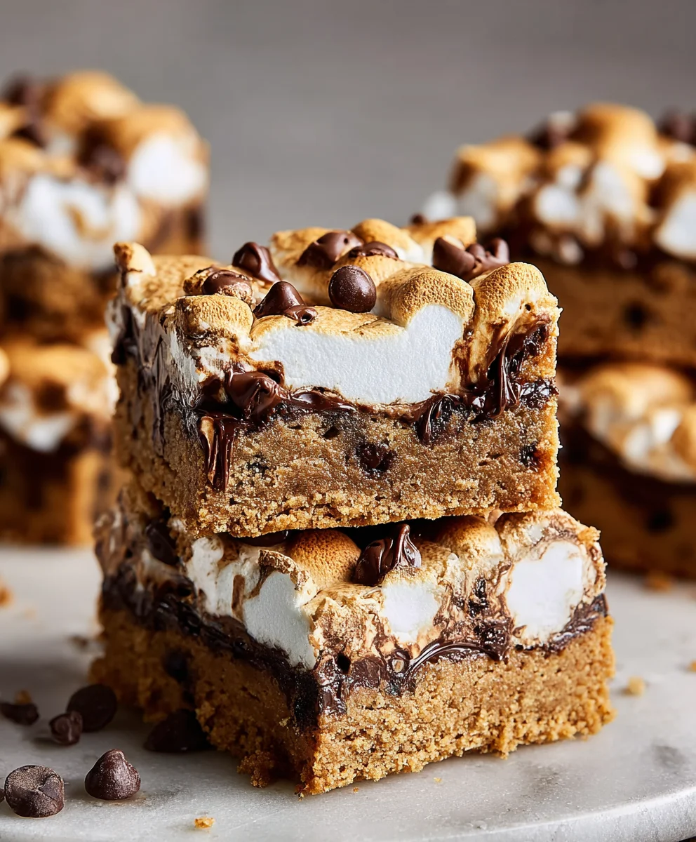 Peanut Butter S'mores Blondies - Gooey Dessert Recipe