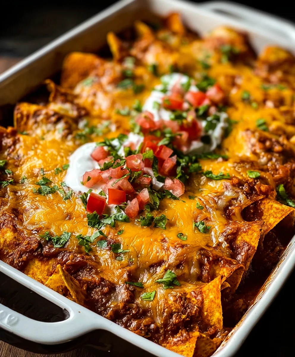 Easy Beef Tortilla Chip Enchiladas-Quick Dinner