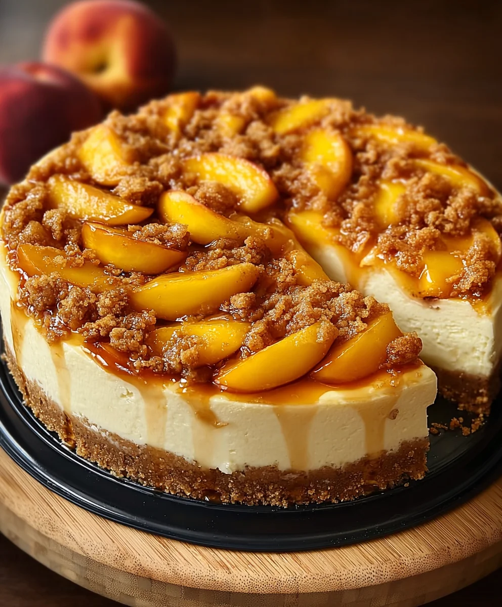 Peach Cobbler Cheesecake - Easy Dessert Recipe