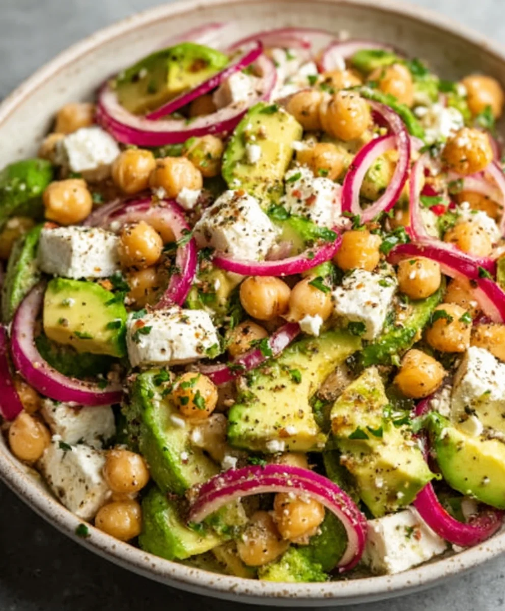 Chickpea Feta Avocado Salad - Fresh & Easy Recipe