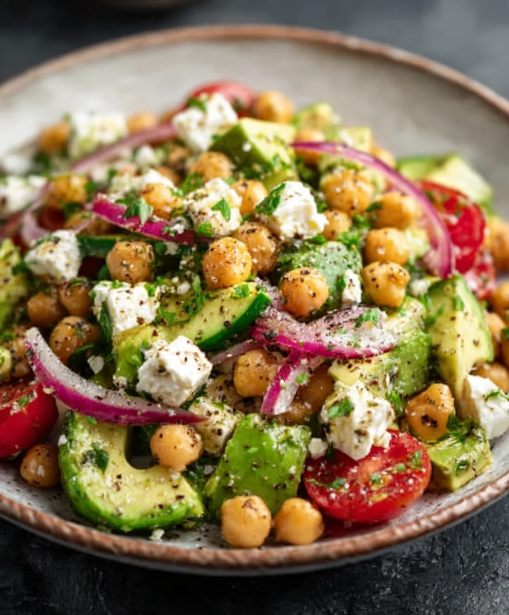 Chickpea Feta Avocado Salad - Fresh & Easy Recipe