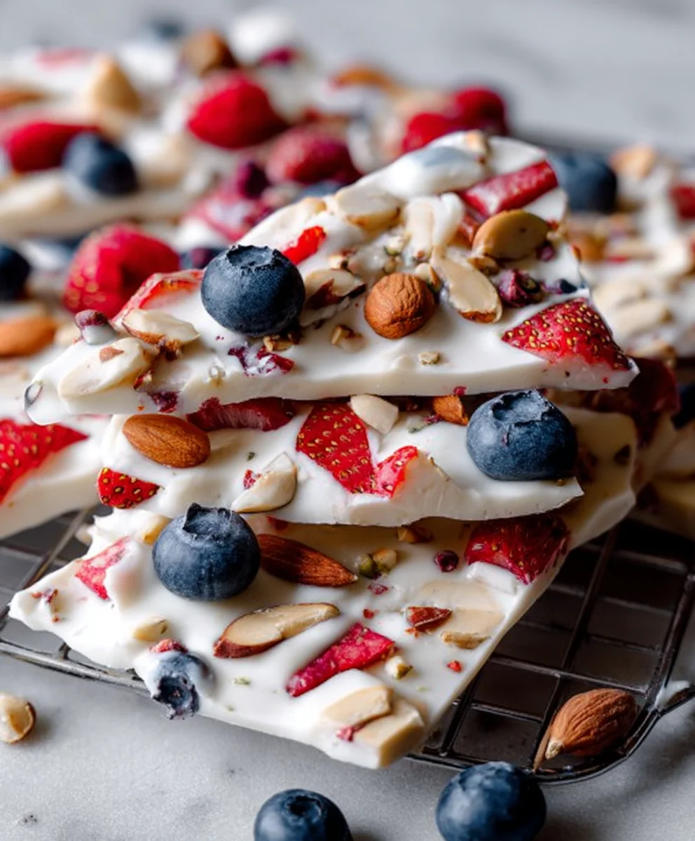 Easy Frozen Yogurt Bark - Berries & Nuts Recipe