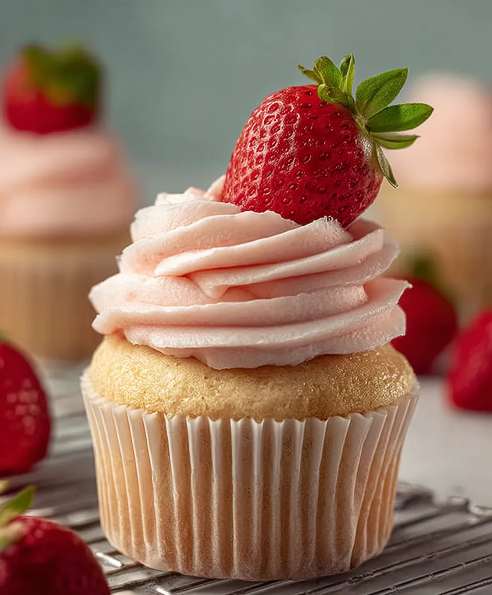 Delicious Fresh Strawberry Cupcakes - Easy Recipe