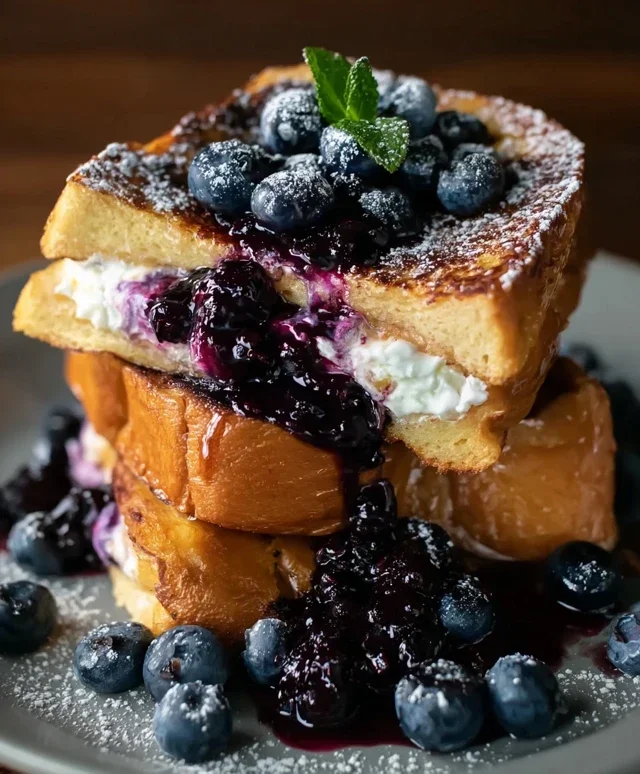Blueberry Cream Cheese Stuffed French Toast