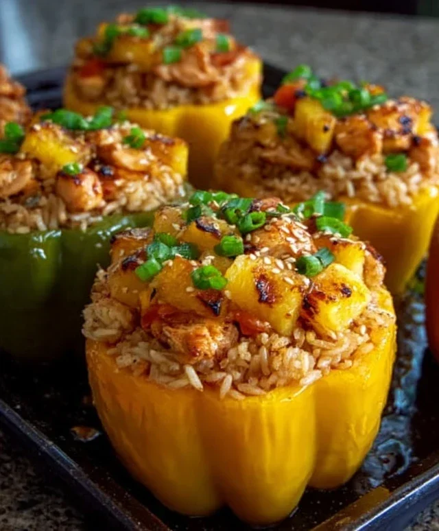 Teriyaki Pineapple Chicken and Rice Stuffed Peppers: A Sweet and Savory Meal