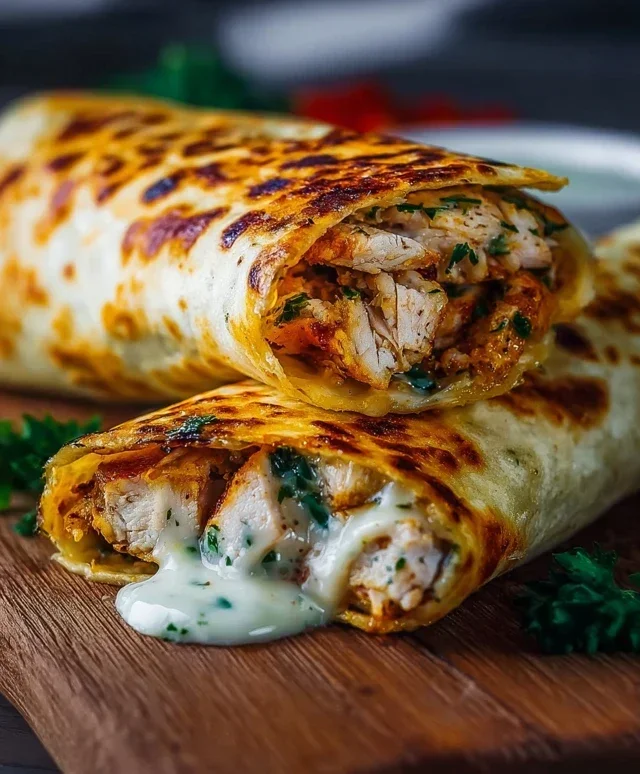 Low Carb Cheesy Garlic Chicken Wraps