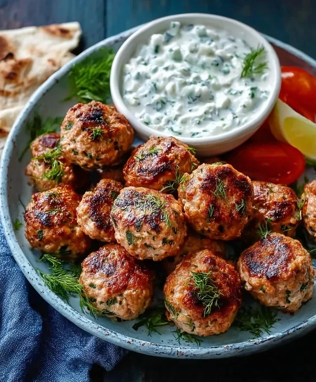 Greek Turkey Meatballs with Tzatziki