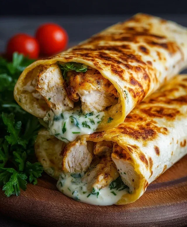 Low Carb Cheesy Garlic Chicken Wraps