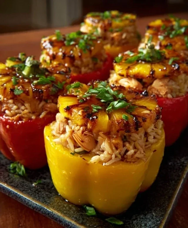 Teriyaki Pineapple Chicken and Rice Stuffed Peppers: A Sweet and Savory Meal