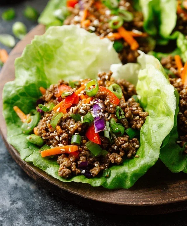 Asian Style Ground Beef Lettuce Wraps