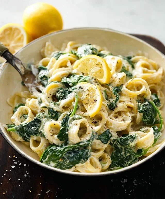 Lemon ricotta pasta & spinach