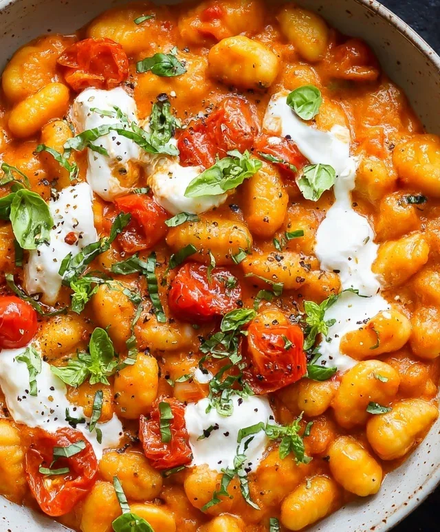 30 Minute Creamy Tomato Gnocchi with Burrata
