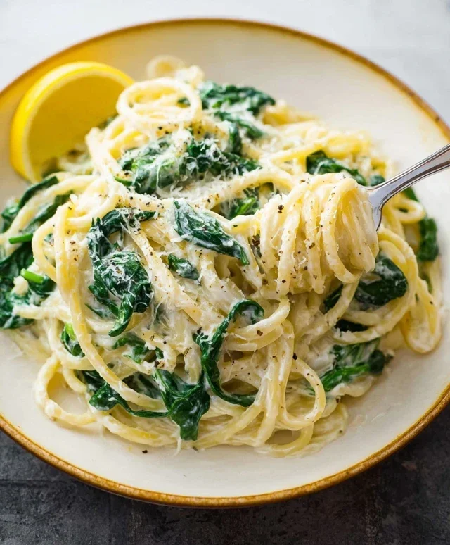 Lemon ricotta pasta & spinach