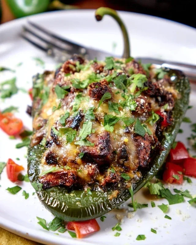 Brisket Stuffed Poblano Peppers