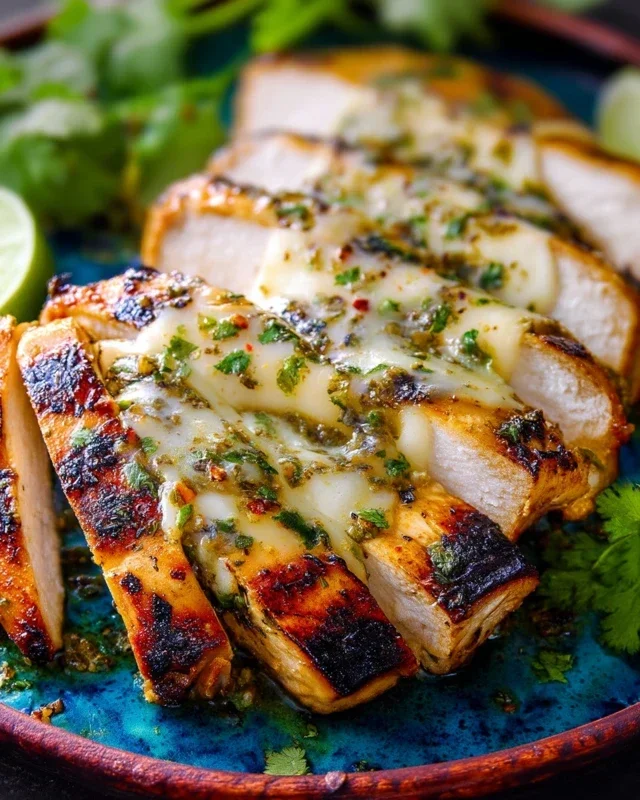 Grilled Salsa Verde Pepper Jack Chicken