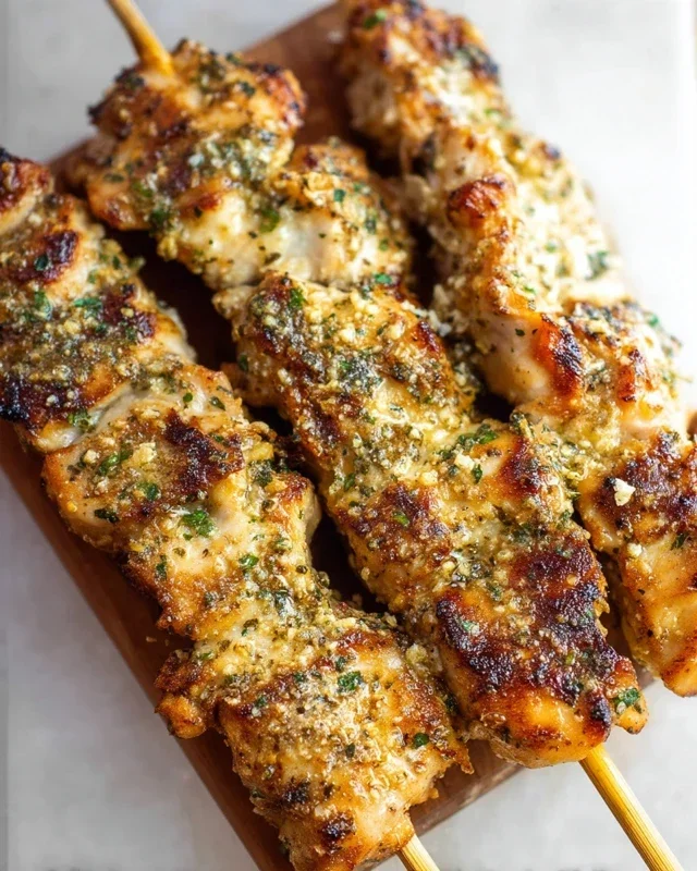 Ranch Garlic Parmesan Chicken Skewers