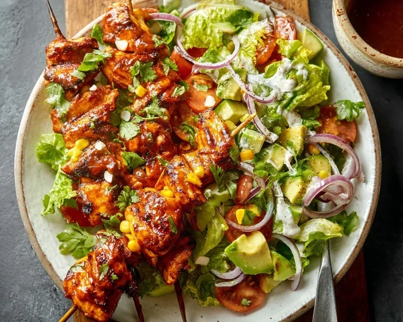 BBQ Chicken Skewer Salad