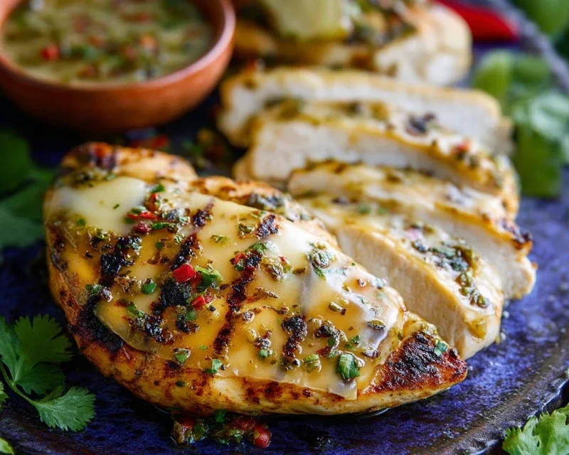 Grilled Salsa Verde Pepper Jack Chicken