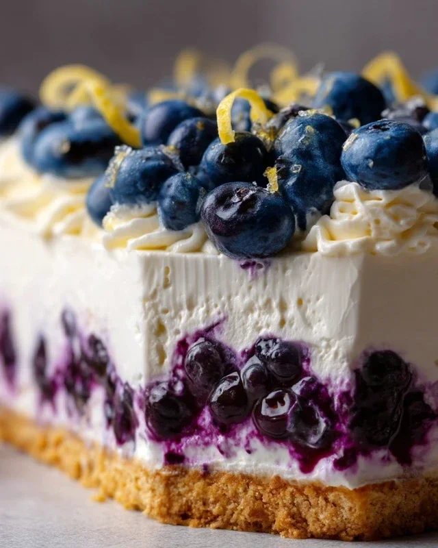 No-Bake Lemon dazzling Blueberry cream Cake