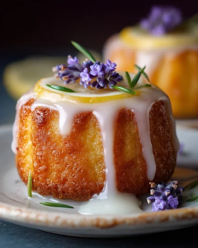 Mini Lemon Cakes With Lavender Glaze