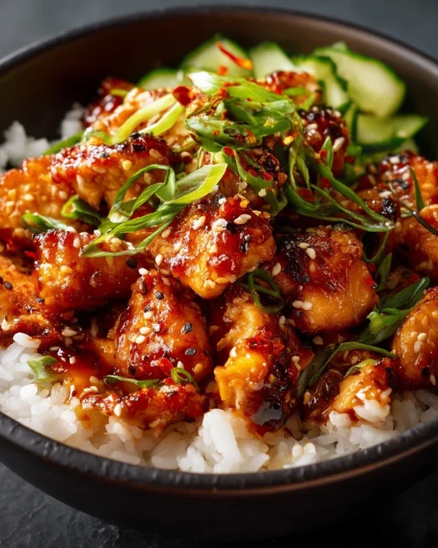 Spicy Honey-Gin Extract Extractger Chicken Bowls with Yum Yum Sauce
