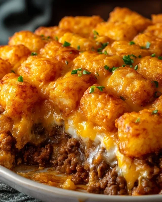 Tater Tot Casserole with Ground Beef