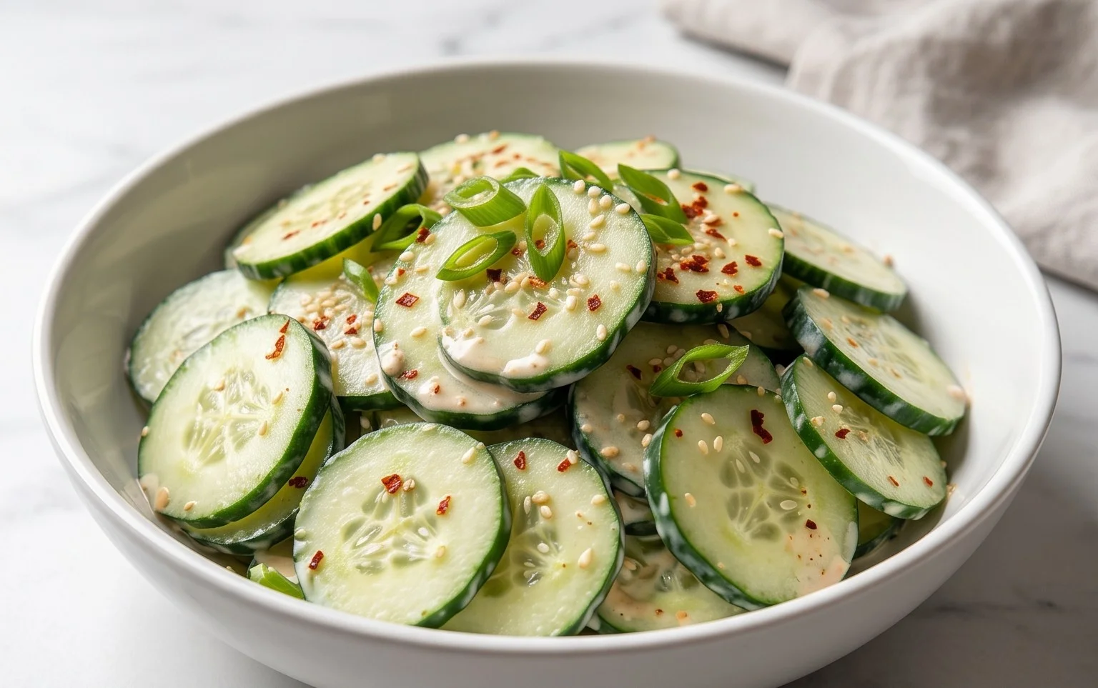 Creamy Asian Cucumber Salad Bowl