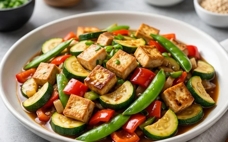 Zucchini Stir Fry With Tofu (Vegan)