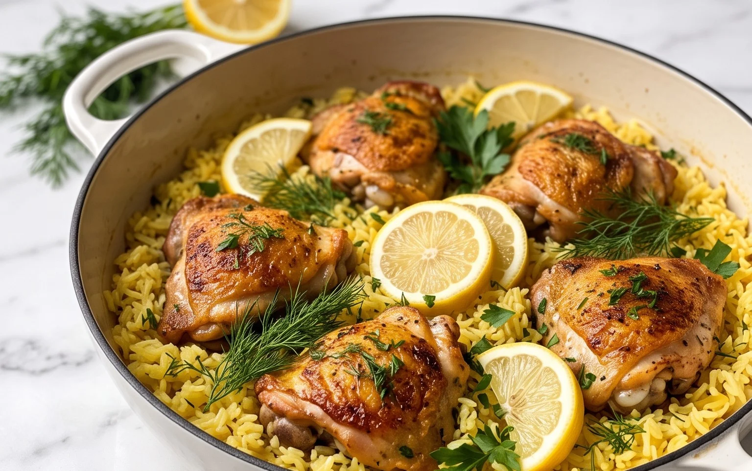 Greek Chicken and Lemon Rice (30 Minutes, One-Pot)