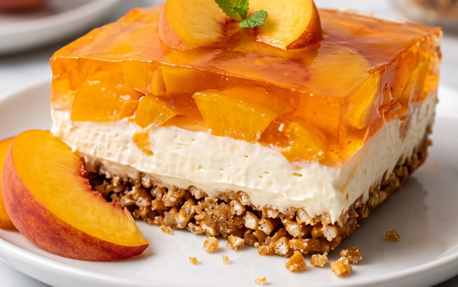 Peach Pretzel Salad Dessert