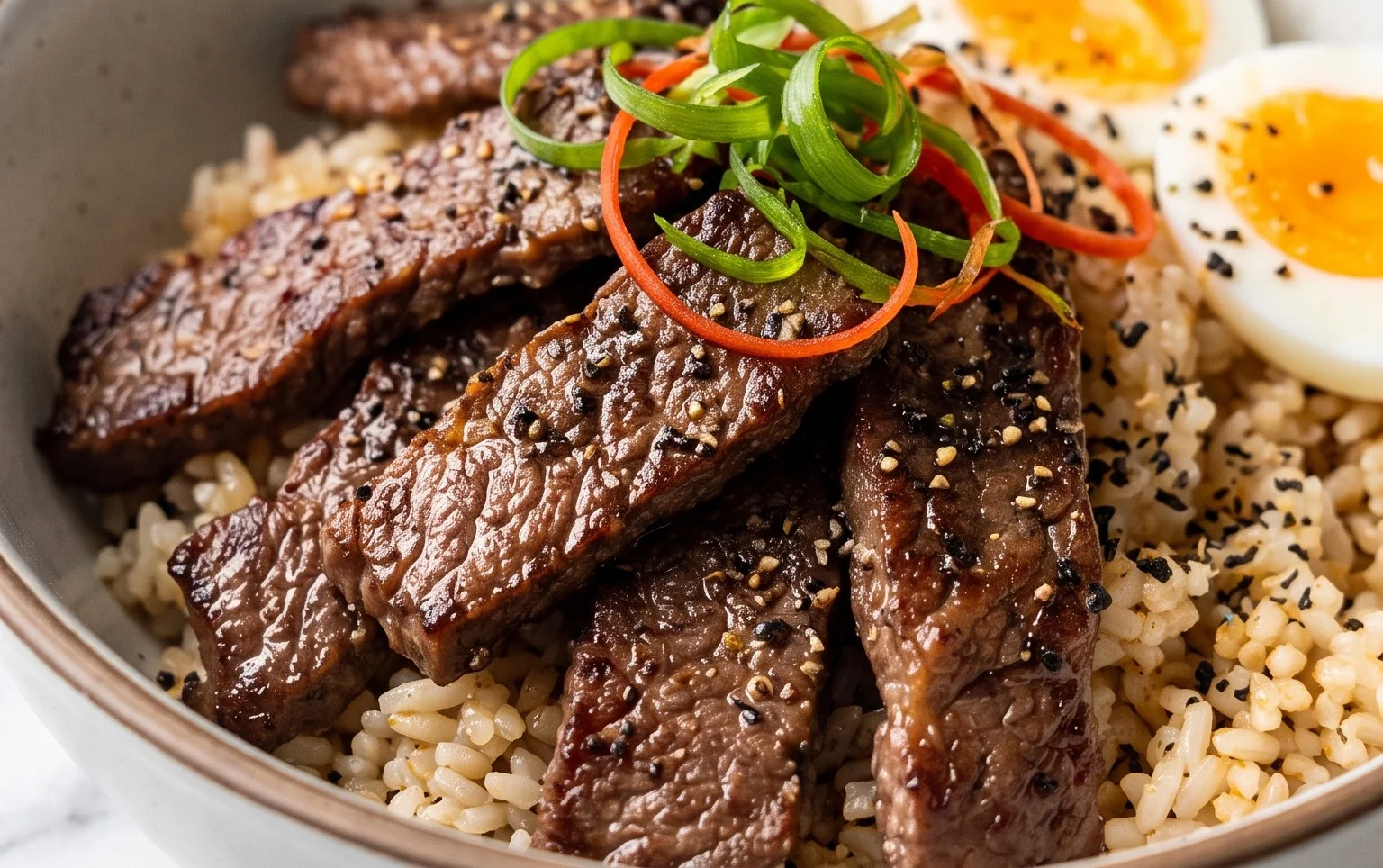 Beef Pepper Rice Bowl is a delicious meal option.