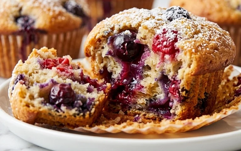 Bakery Style Mixed Berry Muffins | with Frozen Berries