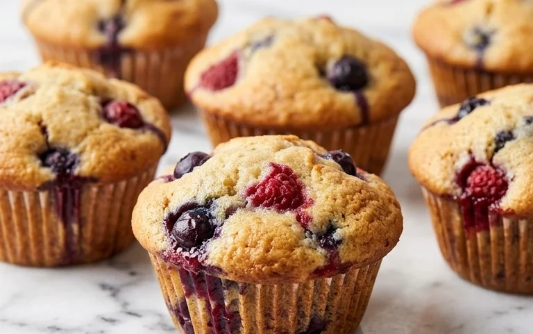 Bakery Style Mixed Berry Muffins | with Frozen Berries