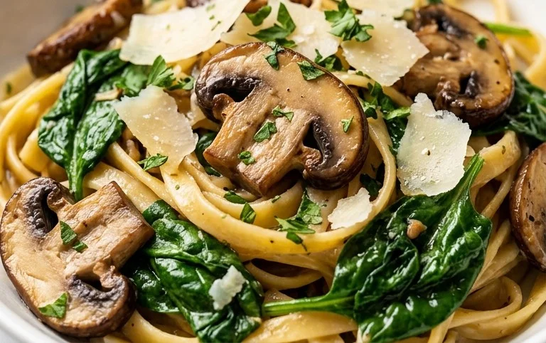 Parmesan Spinach Mushroom Pasta Skillet